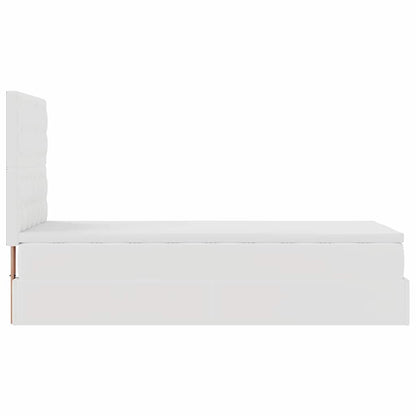 Struttura Letto Pouf con Materasso Bianco 90x200 cm Similpelle