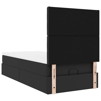 Struttura Letto Pouf con Materasso Nero 100x200 cm Similpelle