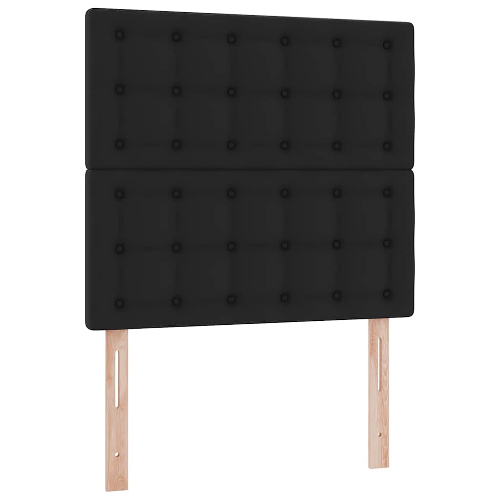 Struttura Letto Pouf con Materasso Nero 100x200 cm Similpelle