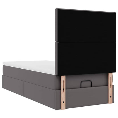 Struttura Letto Pouf con Materasso Grigio 100x200 cm Similpelle