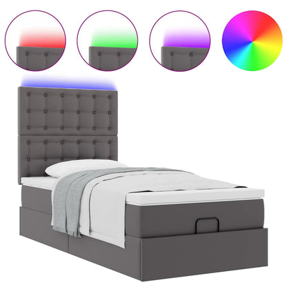 Struttura Letto Pouf con Materasso Grigio 100x200 cm Similpelle | homemem39