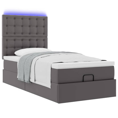 Struttura Letto Pouf con Materasso Grigio 100x200 cm Similpelle | homemem39