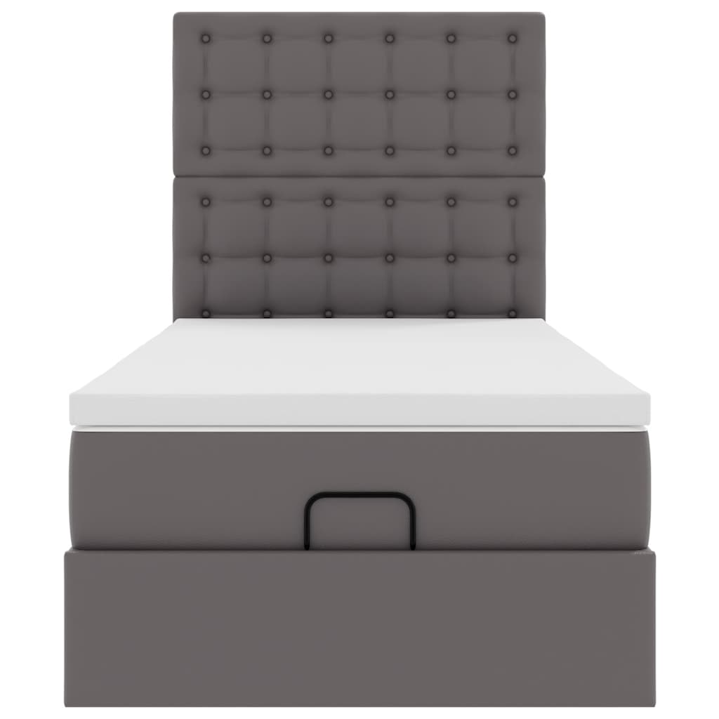 Struttura Letto Pouf con Materasso Grigio 100x200 cm Similpelle