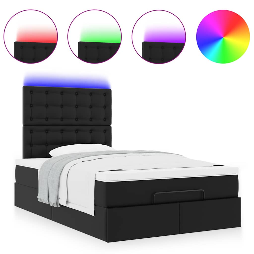 Struttura Letto Pouf con Materasso Nero 120x200 cm Similpelle | homemem39