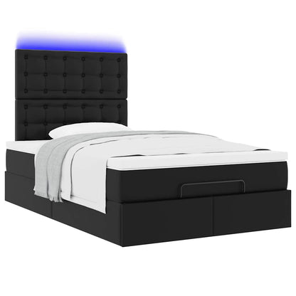 Struttura Letto Pouf con Materasso Nero 120x200 cm Similpelle | homemem39