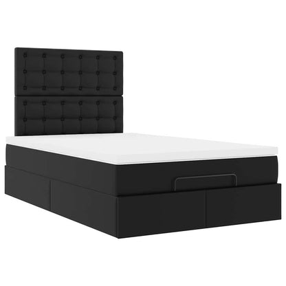 Struttura Letto Pouf con Materasso Nero 120x200 cm Similpelle
