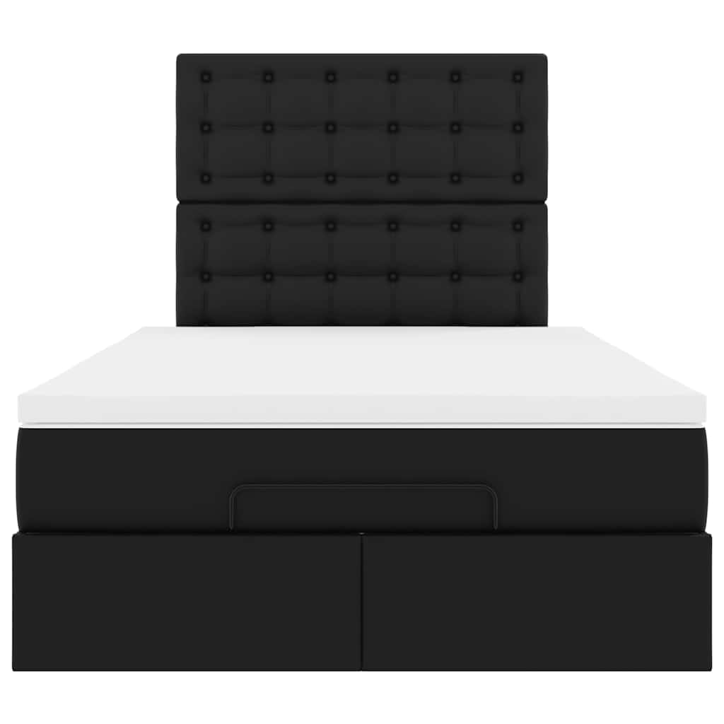 Struttura Letto Pouf con Materasso Nero 120x200 cm Similpelle