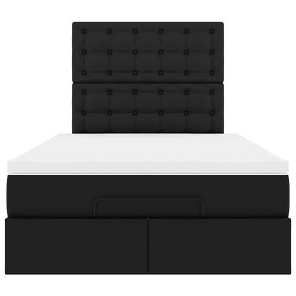 Struttura Letto Pouf con Materasso Nero 120x200 cm Similpelle