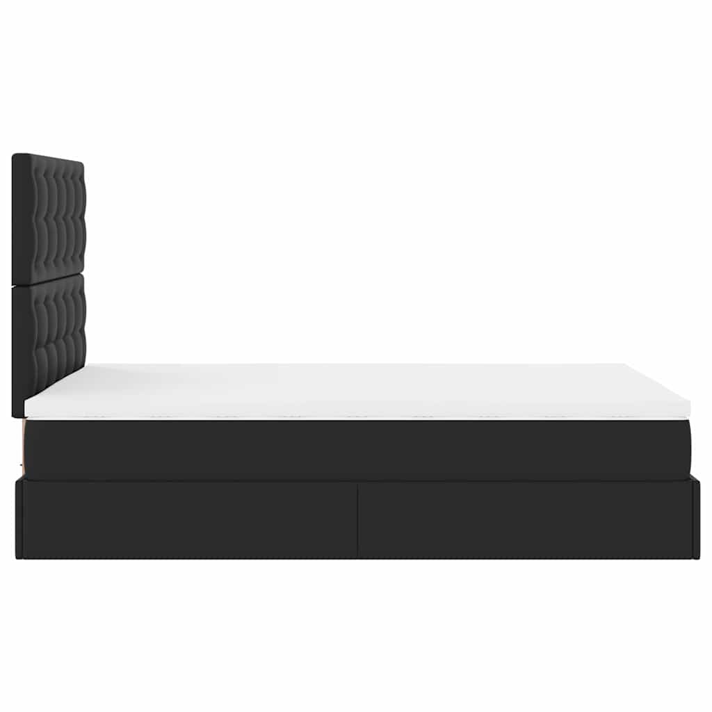 Struttura Letto Pouf con Materasso Nero 120x200 cm Similpelle
