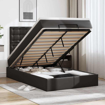 Struttura Letto Pouf con Materasso Nero 120x200 cm Similpelle | homemem39