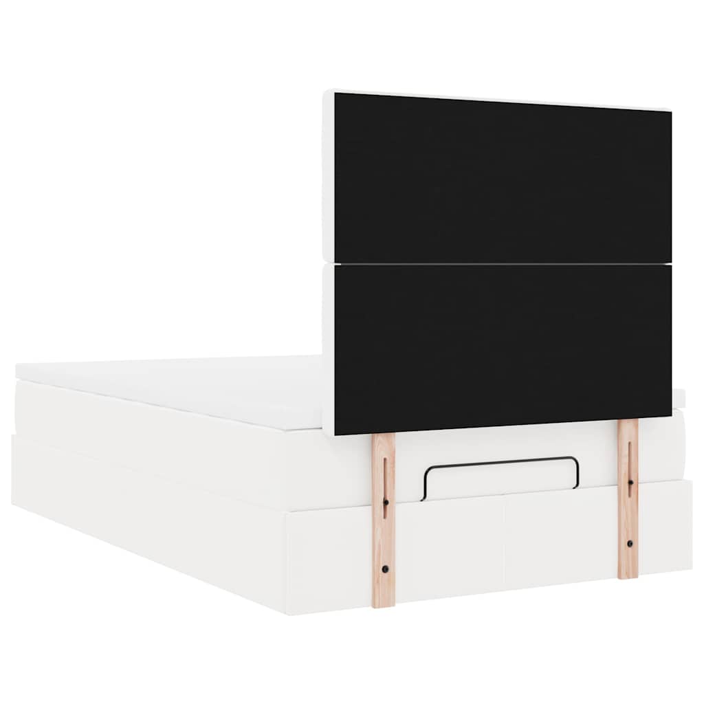 Struttura Letto Pouf con Materasso Bianco 120x200 cm Similpelle