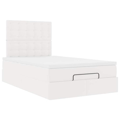 Struttura Letto Pouf con Materasso Bianco 120x200 cm Similpelle
