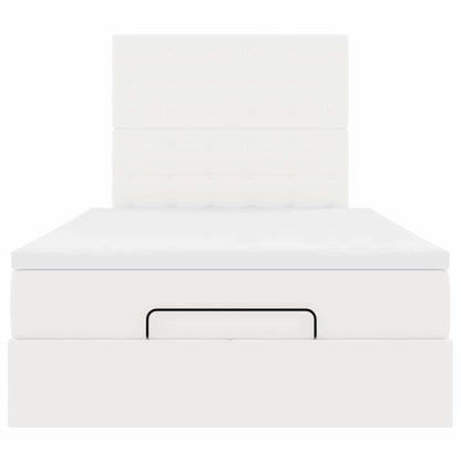 Struttura Letto Pouf con Materasso Bianco 120x200 cm Similpelle