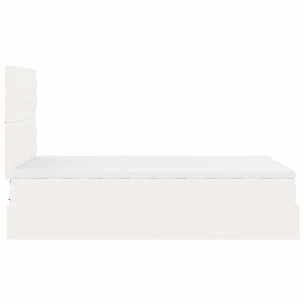 Struttura Letto Pouf con Materasso Bianco 120x200 cm Similpelle