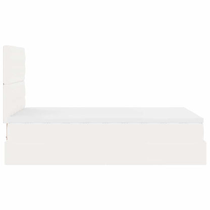 Struttura Letto Pouf con Materasso Bianco 120x200 cm Similpelle