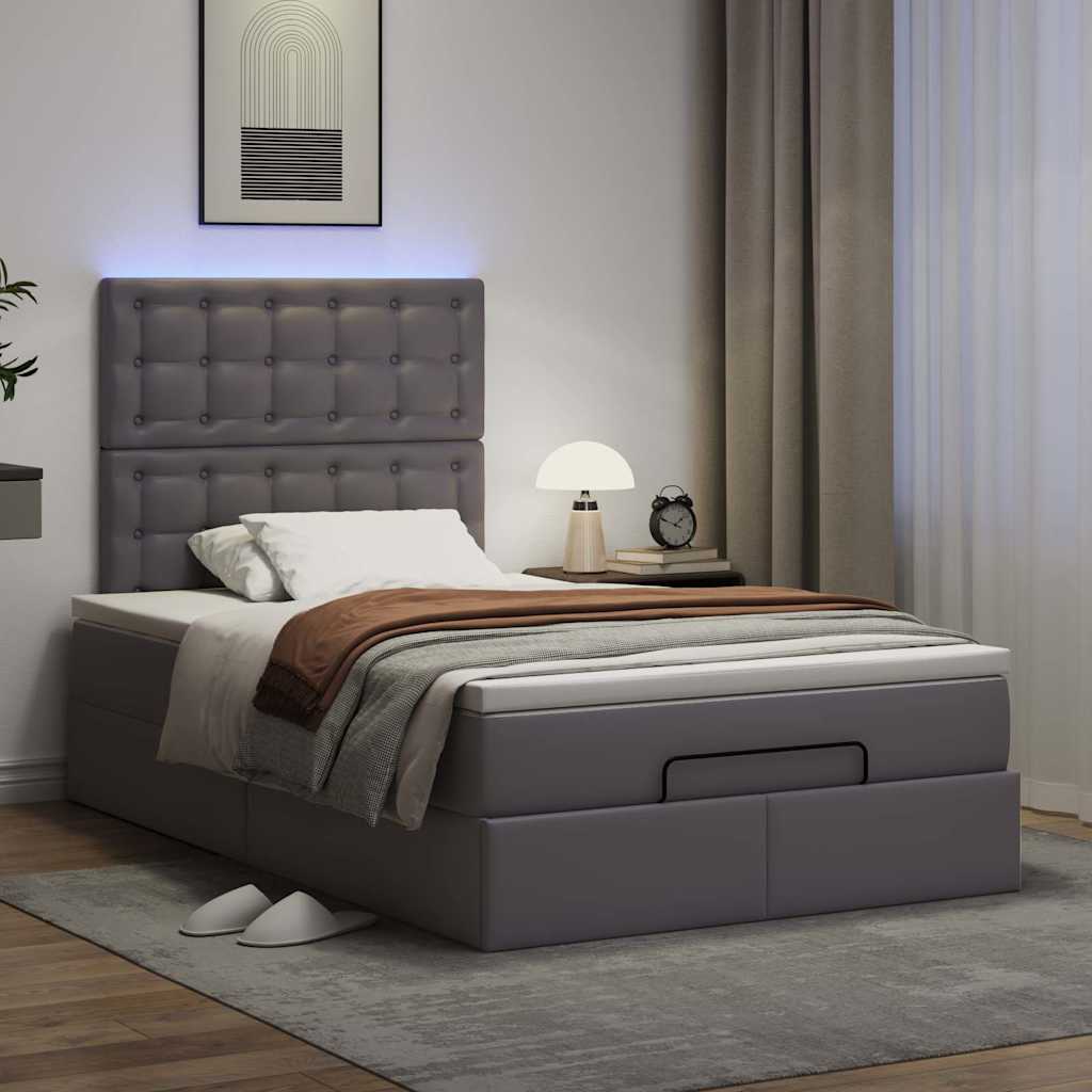 Struttura Letto Pouf con Materasso Grigio 120x200 cm Similpelle | homemem39
