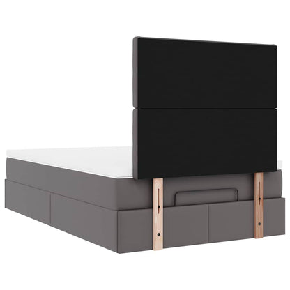 Struttura Letto Pouf con Materasso Grigio 120x200 cm Similpelle