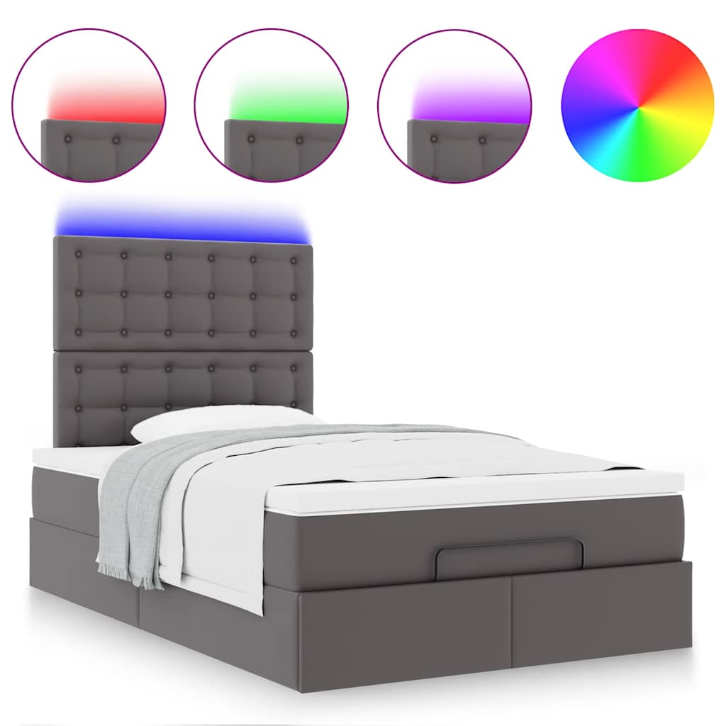 Struttura Letto Pouf con Materasso Grigio 120x200 cm Similpelle | homemem39