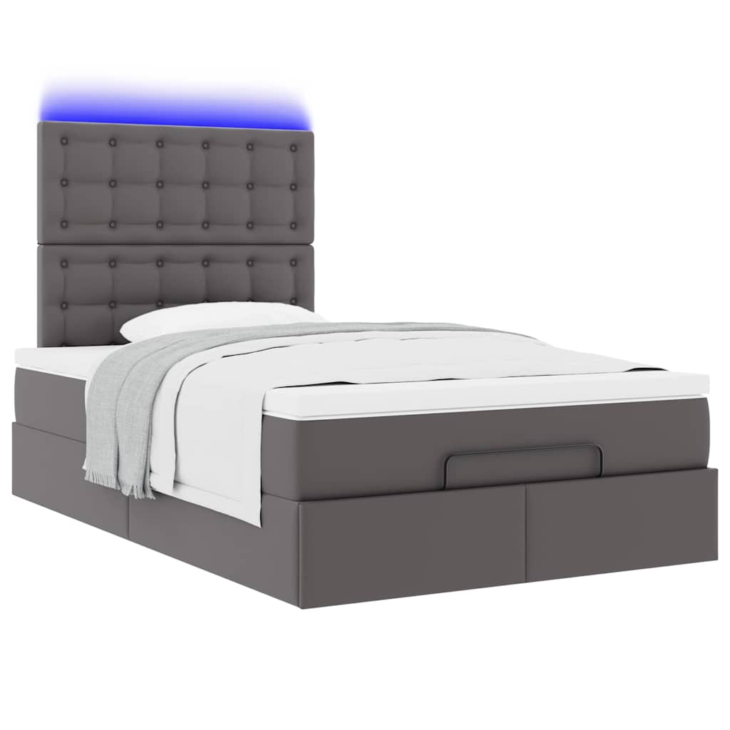 Struttura Letto Pouf con Materasso Grigio 120x200 cm Similpelle | homemem39