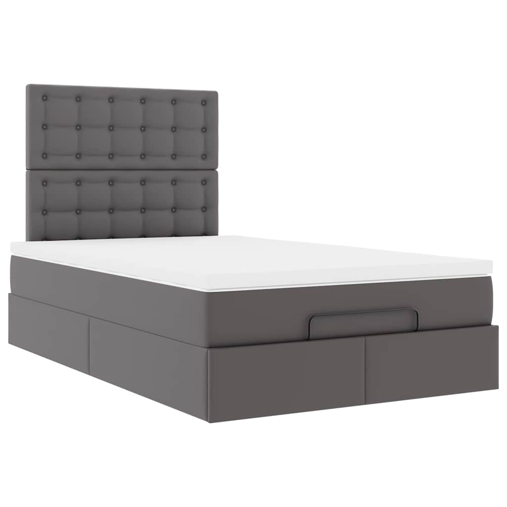 Struttura Letto Pouf con Materasso Grigio 120x200 cm Similpelle | homemem39