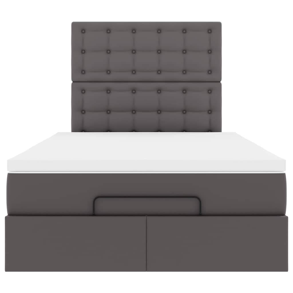 Struttura Letto Pouf con Materasso Grigio 120x200 cm Similpelle