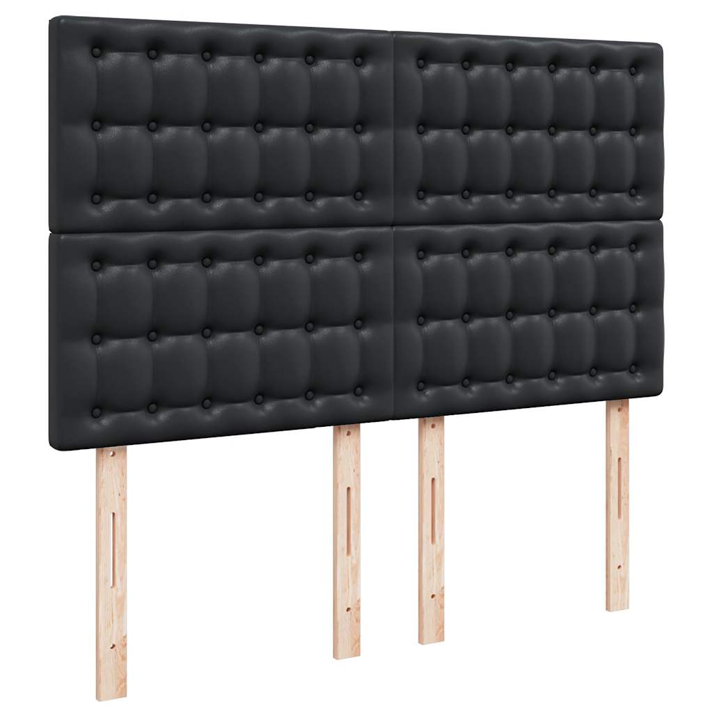 Struttura Letto Pouf con Materasso Nero 140x190 cm Similpelle