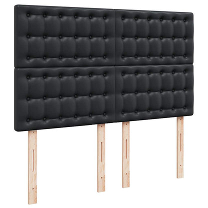 Struttura Letto Pouf con Materasso Nero 140x190 cm Similpelle