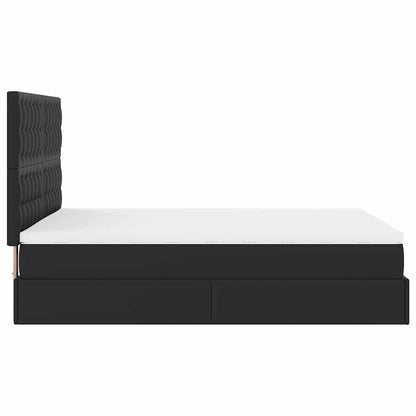 Struttura Letto Pouf con Materasso Nero 140x190 cm Similpelle