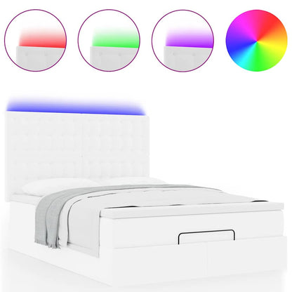 Struttura Letto Pouf con Materasso Bianco 140x190 cm Similpelle