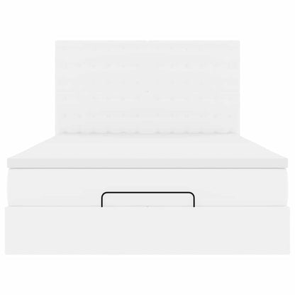 Struttura Letto Pouf con Materasso Bianco 140x190 cm Similpelle