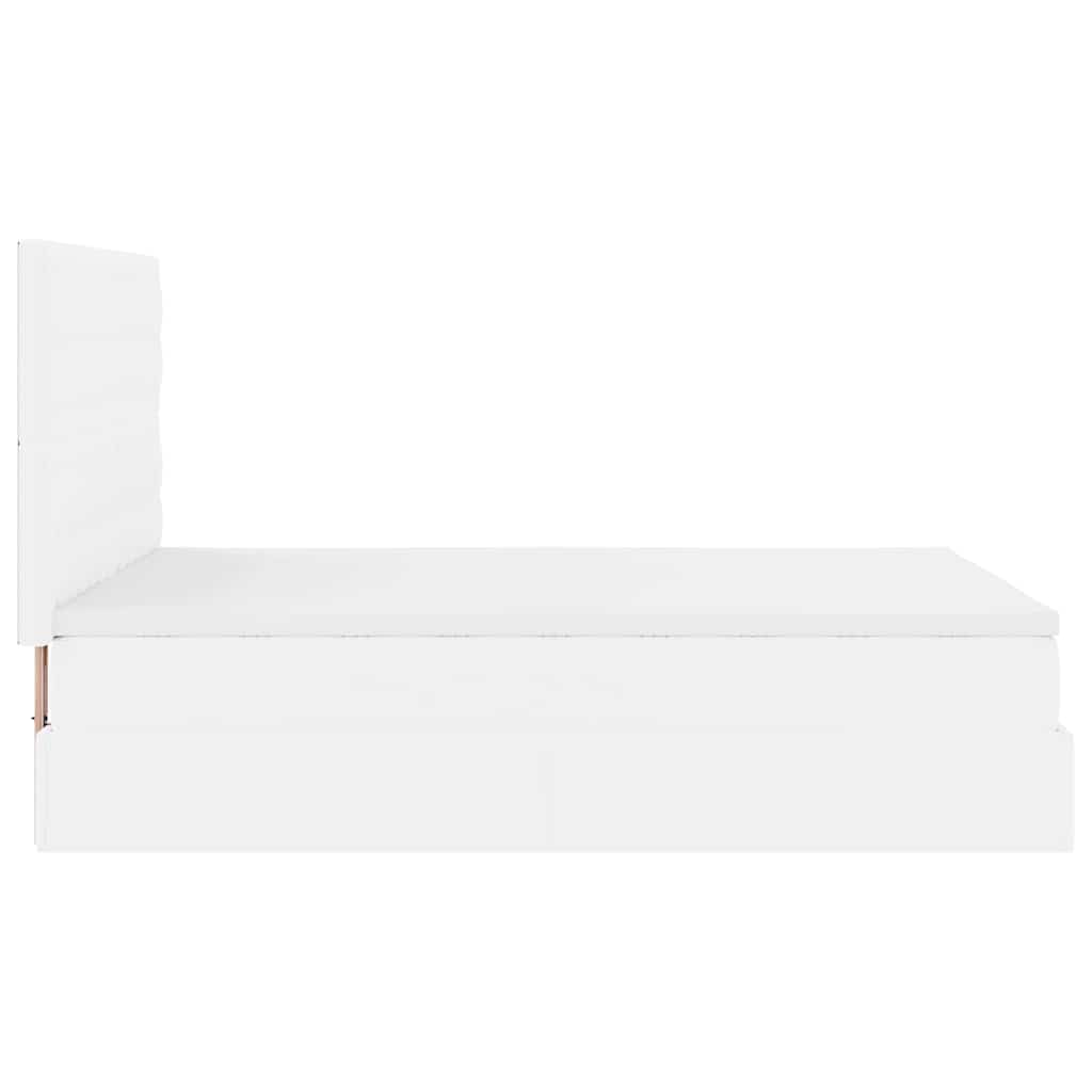 Struttura Letto Pouf con Materasso Bianco 140x190 cm Similpelle