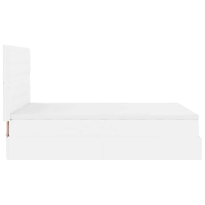 Struttura Letto Pouf con Materasso Bianco 140x190 cm Similpelle