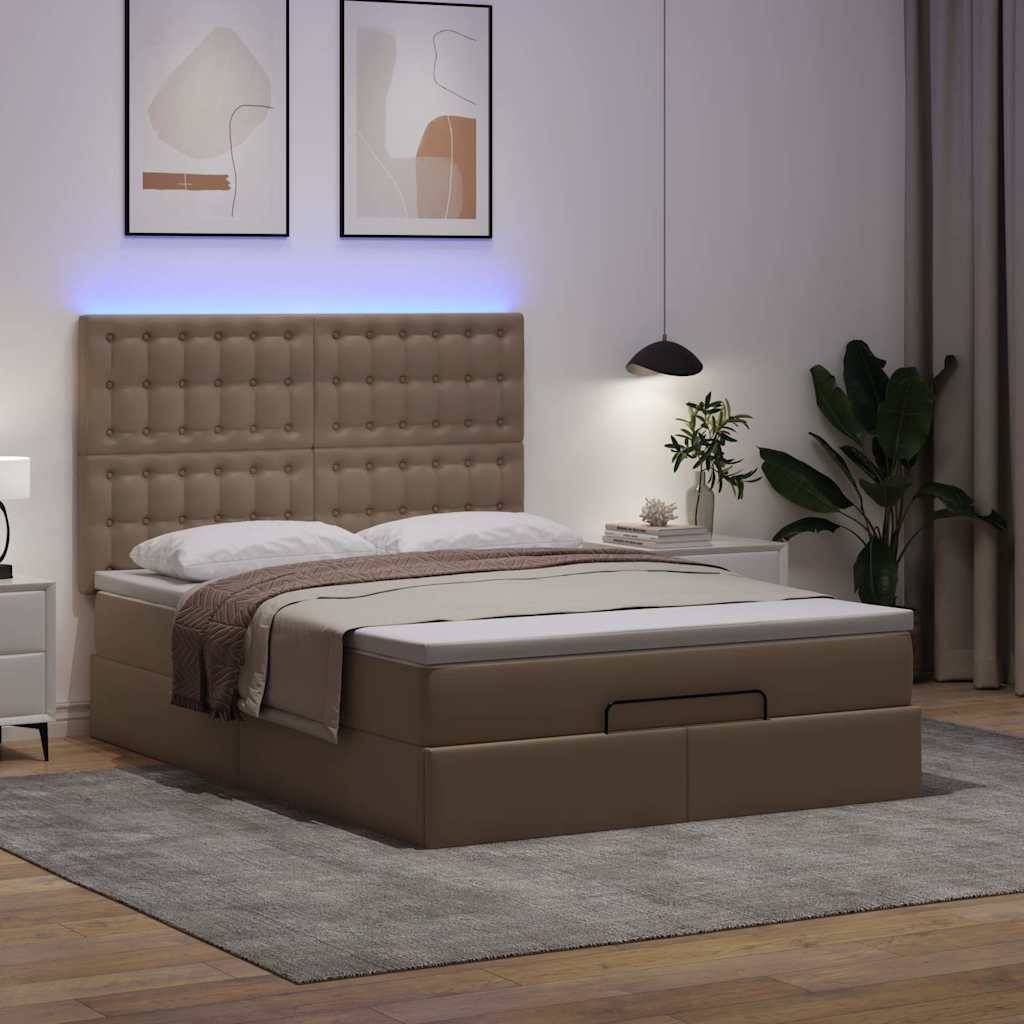Struttura Letto Pouf con Materasso 140x190 cm Similpelle