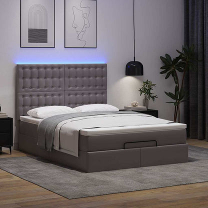 Struttura Letto Pouf con Materasso Grigio 140x200 cm Similpelle