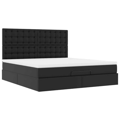 Struttura Letto Pouf con Materasso Nero 160x200 cm Similpelle | homemem39
