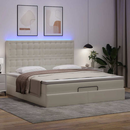Struttura Letto Pouf con Materasso Bianco 180x200 cm Similpelle | homemem39