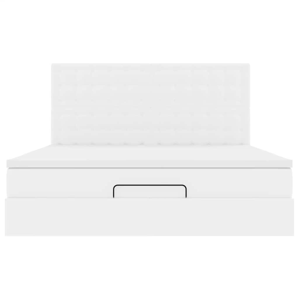 Struttura Letto Pouf con Materasso Bianco 180x200 cm Similpelle | homemem39