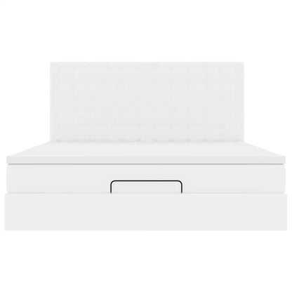 Struttura Letto Pouf con Materasso Bianco 180x200 cm Similpelle | homemem39