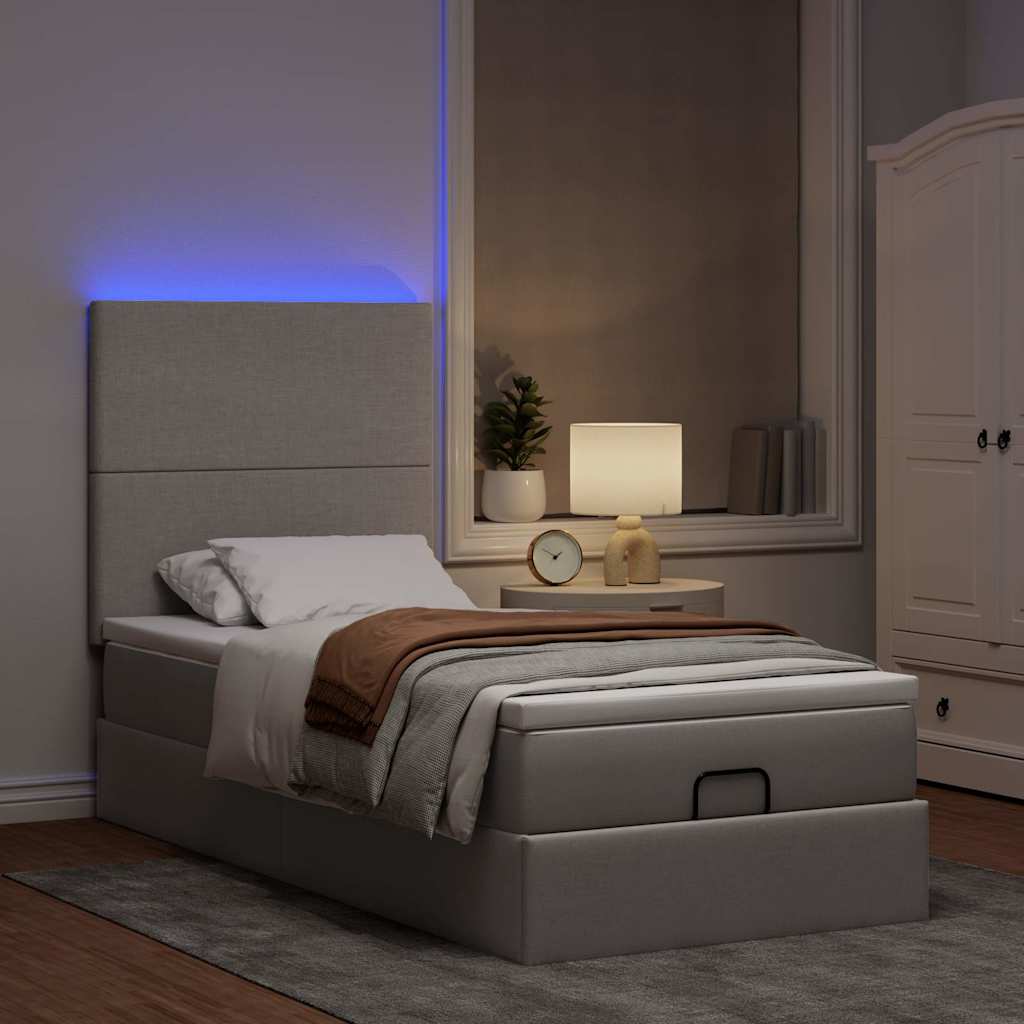 Struttura Letto Pouf con Materasso Tortora 80x200 cm in Tessuto | homemem39