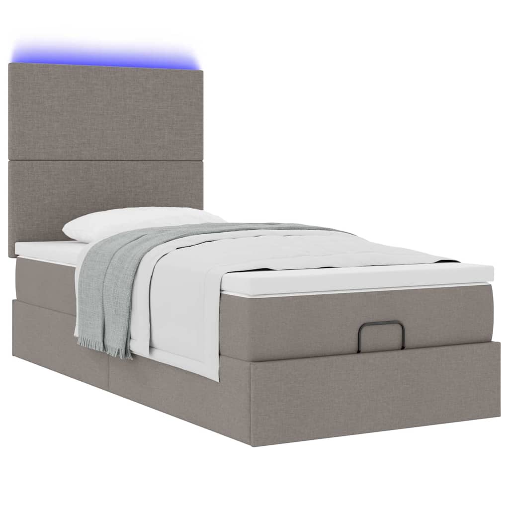 Struttura Letto Pouf con Materasso Tortora 80x200 cm in Tessuto | homemem39