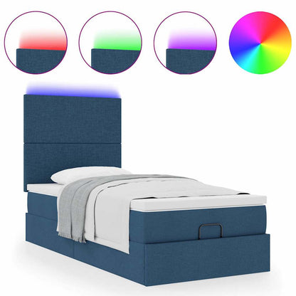 Struttura Letto Pouf con Materasso Blu 80x200 cm in Tessuto | homemem39