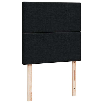 Struttura Letto Pouf con Materasso Nero 90x190 cm in Tessuto