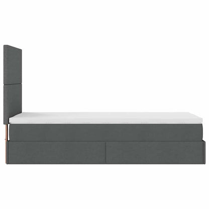 Pouf Letto con Materasso e LED Grigio Scuro 90x200 cm Tessuto