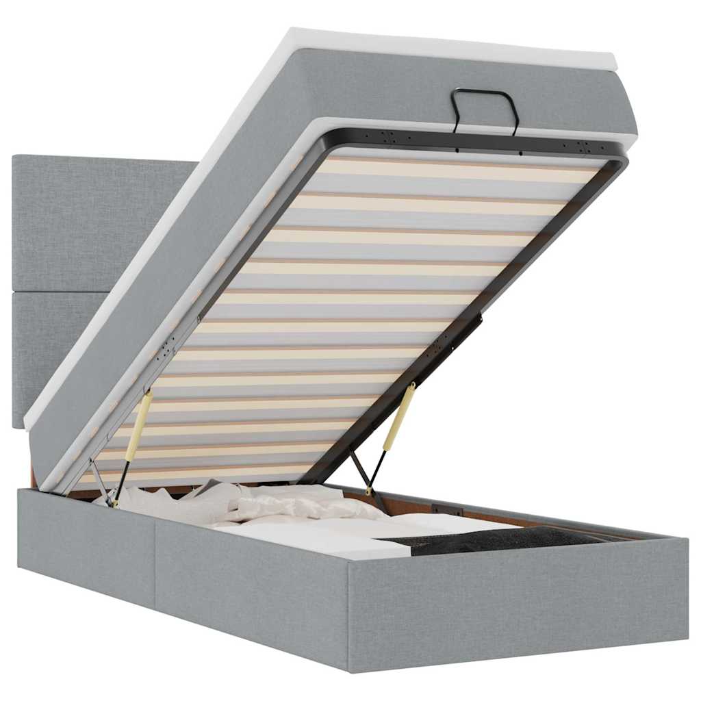 Struttura Letto Pouf con Materasso 100x200 cm in Tessuto - homemem39