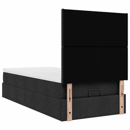 Struttura Letto Pouf con Materasso Nero 100x200 cm in Tessuto