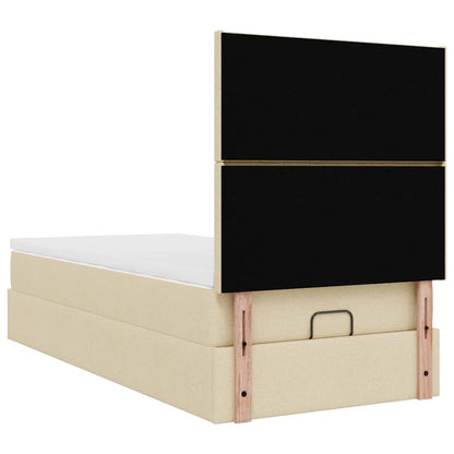 Struttura Letto Pouf con Materasso Crema 100x200 cm in Tessuto