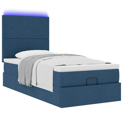 Pouf Letto con Materasso e LED Blu 100x200 cm in Tessuto | homemem39