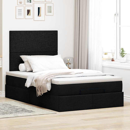 Struttura Letto Pouf con Materasso Nero 120x190 cm in Tessuto