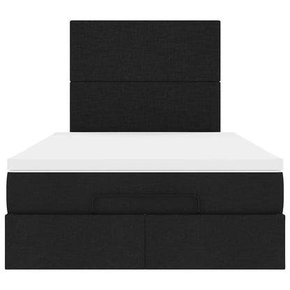Struttura Letto Pouf con Materasso Nero 120x190 cm in Tessuto