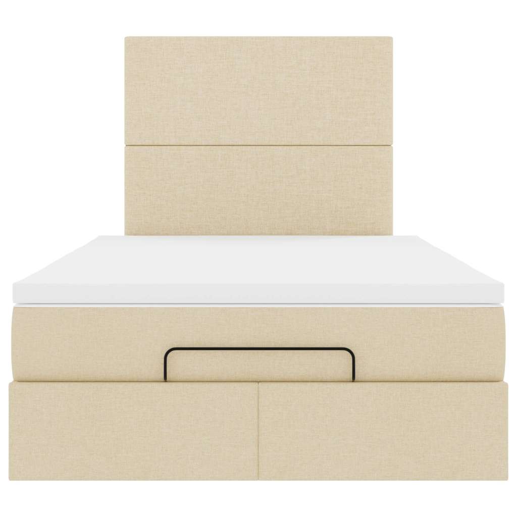 Struttura Letto Pouf con Materasso Crema 120x190 cm in Tessuto